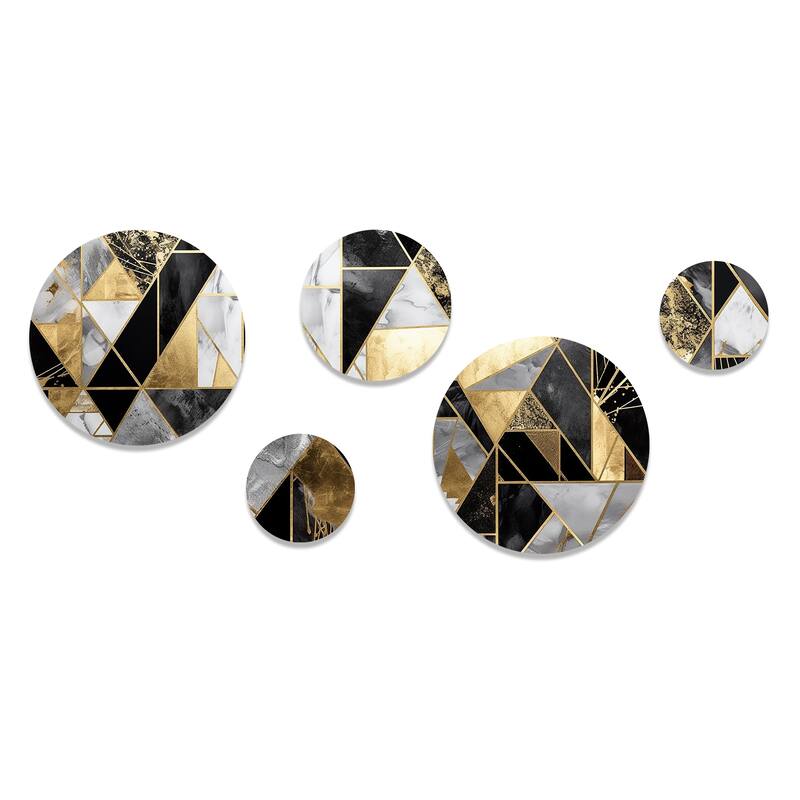 Designart "Gold Geometric Order I" Modern Geometric Metal Round Wall
